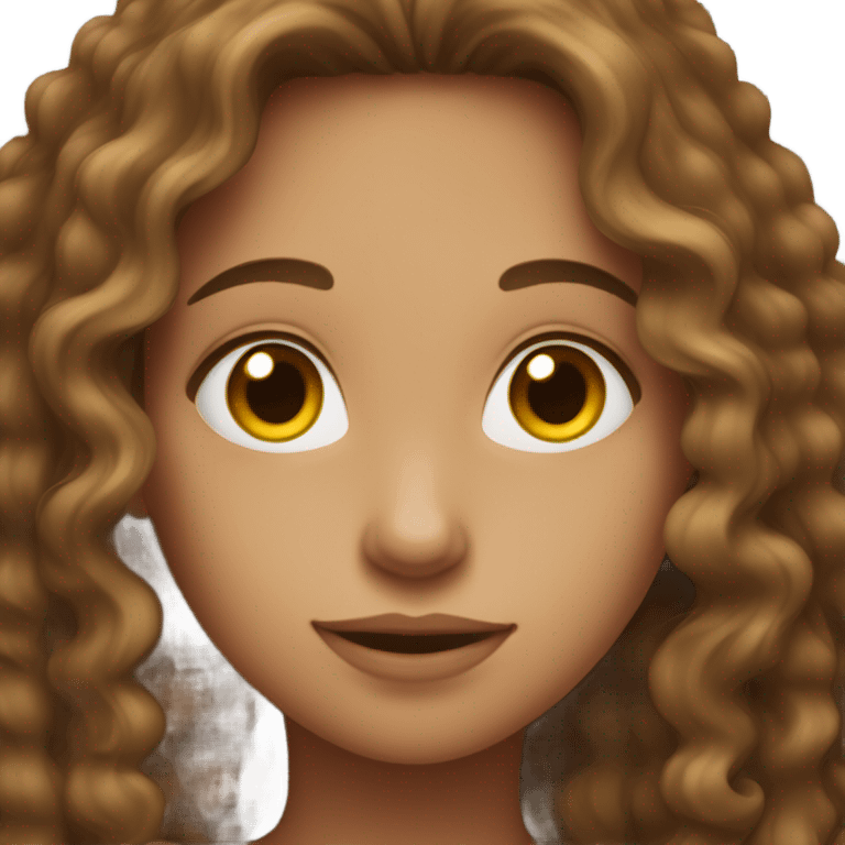 A girl whit long brown curly hair emoji