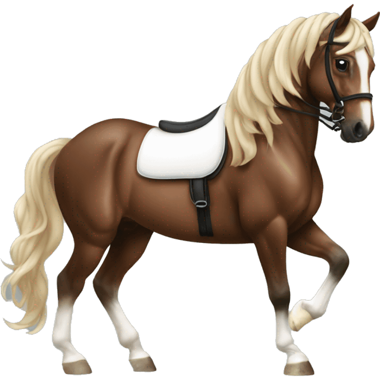 Dressage horse with plaited mane emoji