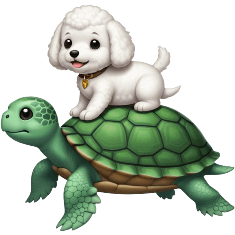 Bichon riding a turtle emoji