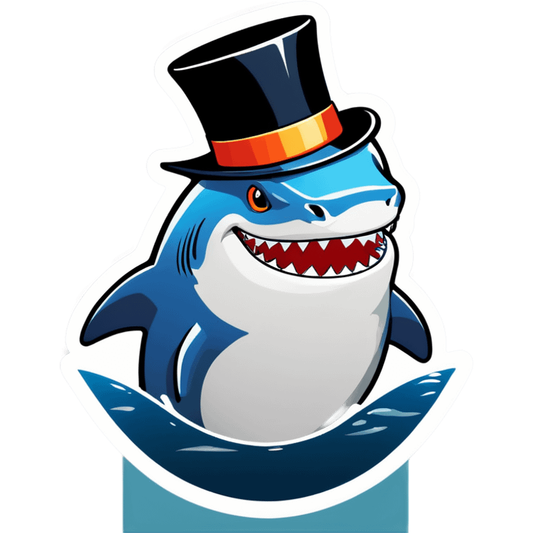 Shark with a top hat emoji