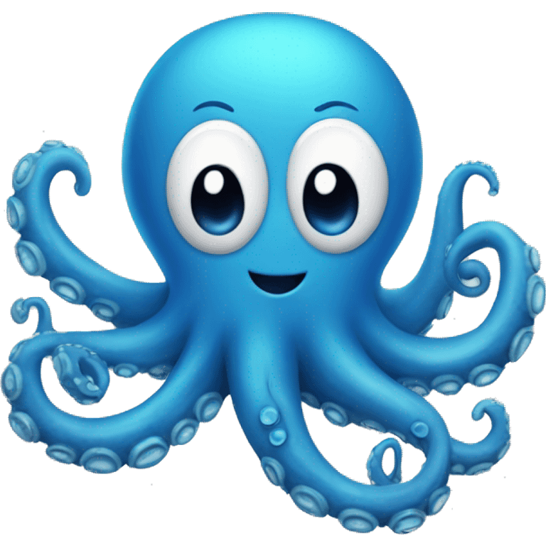 smiley blue octopus like letter C. For desktop mobile icon emoji