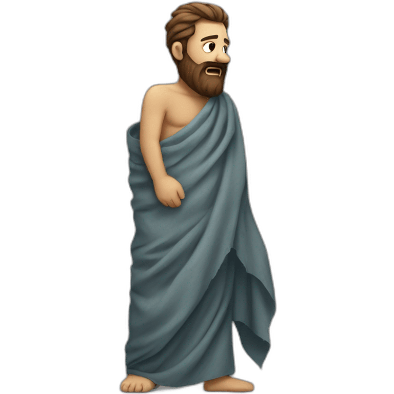 bearded man drapping in fabric in shame emoji