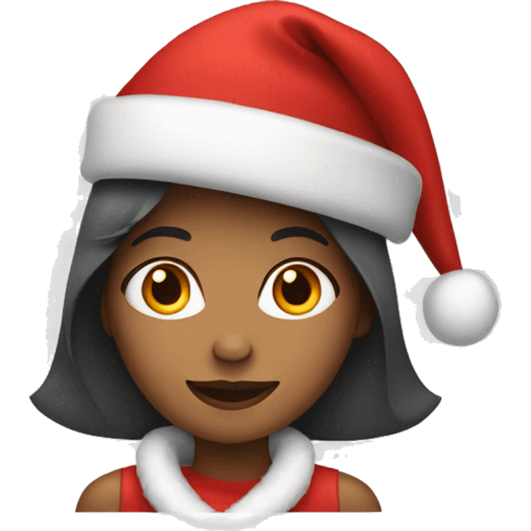 Girl wearing Christmas hat emoji