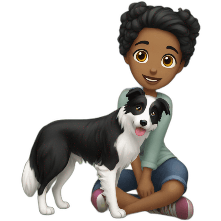 Girl with border collie emoji