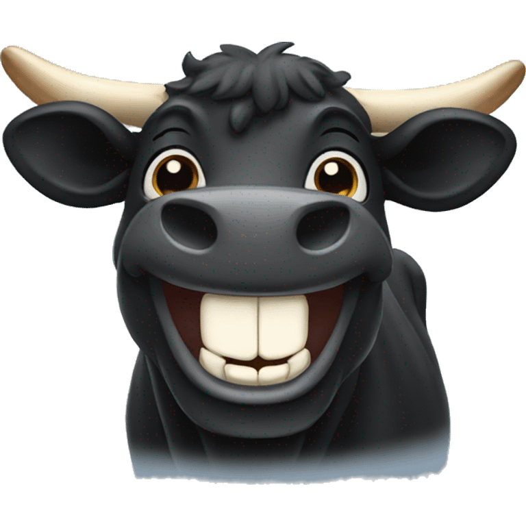 Black cow laughing emoji