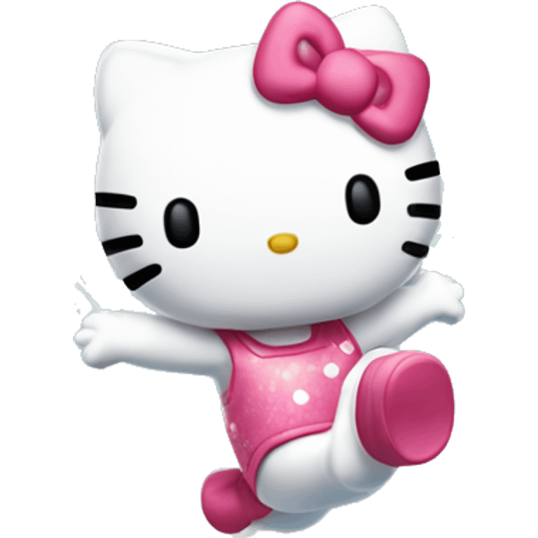 Hello kitty jumping over water emoji