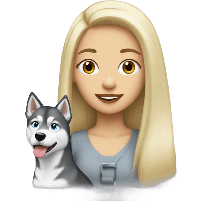 blonde girl and à Grey Husky  emoji