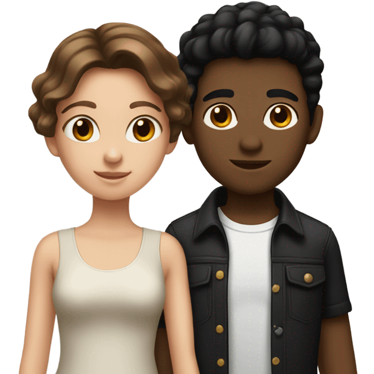 Girl with brown hair and boy with black hair emoji