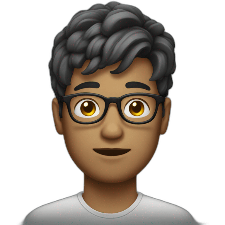 30 year old male with round glasses and hair tied up emoji