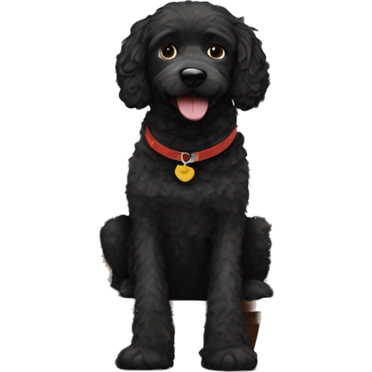 Black doodle dog in a chair emoji