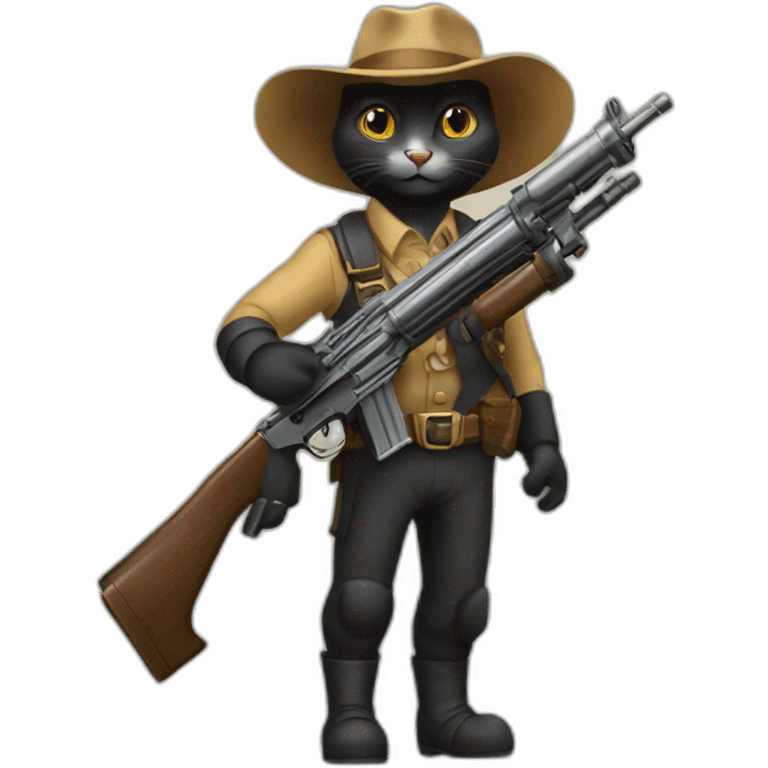 gato negro with lader gun emoji