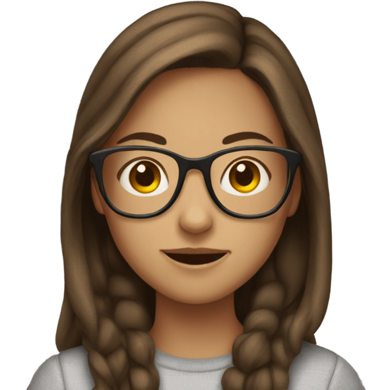 teenage girl with glasses and long brown hair emoji