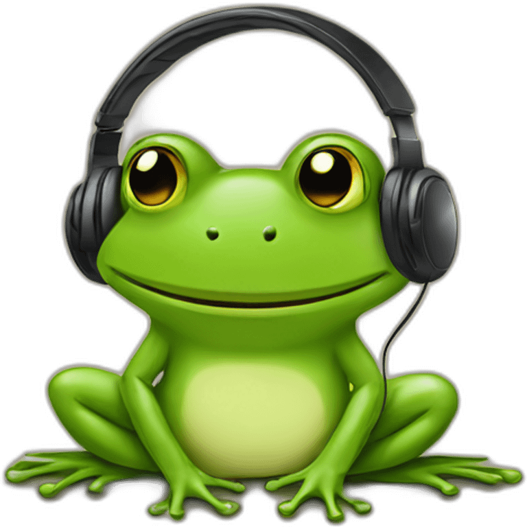 hand drawn frog listening to music emoji