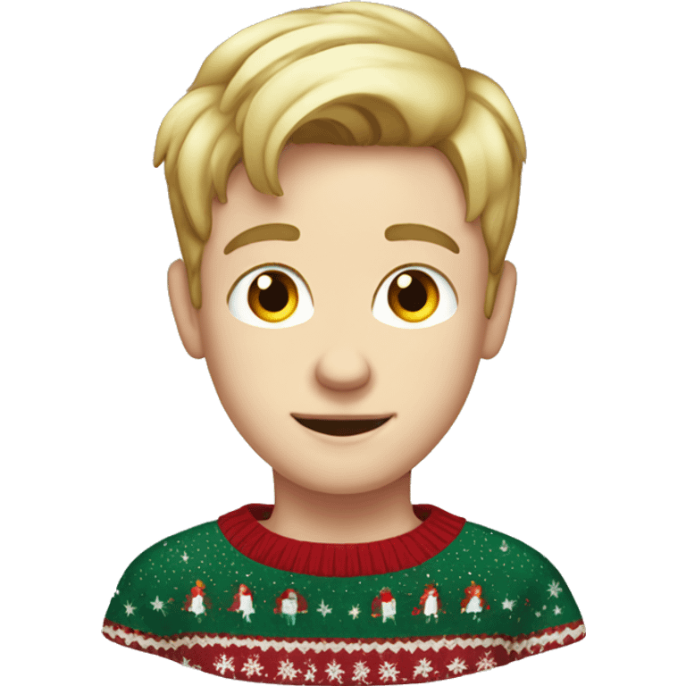 Christmas style white boy in sweater red emoji