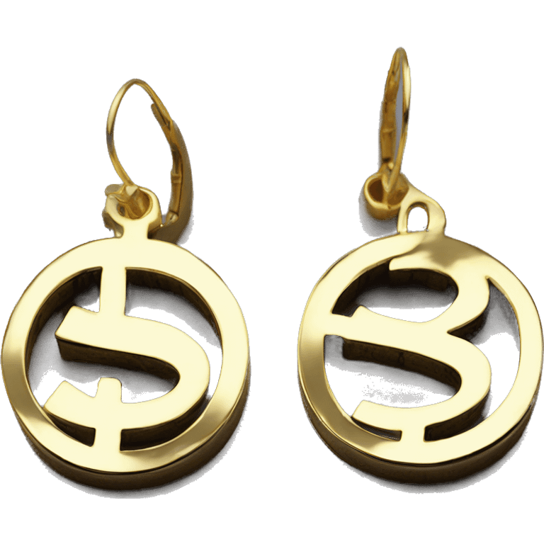 $  symbol dollar shaped earings gold emoji