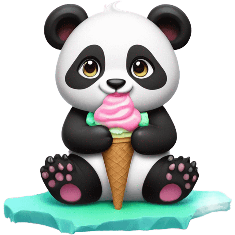 Panda eating ice cream emoji