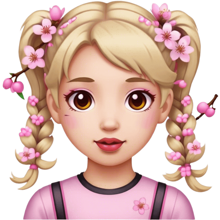 Girl with cherry blossoms on her pigtails emoji