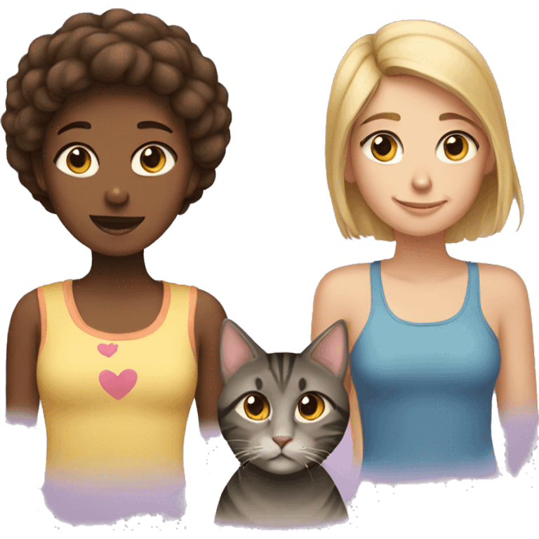 Girl and two cats emoji