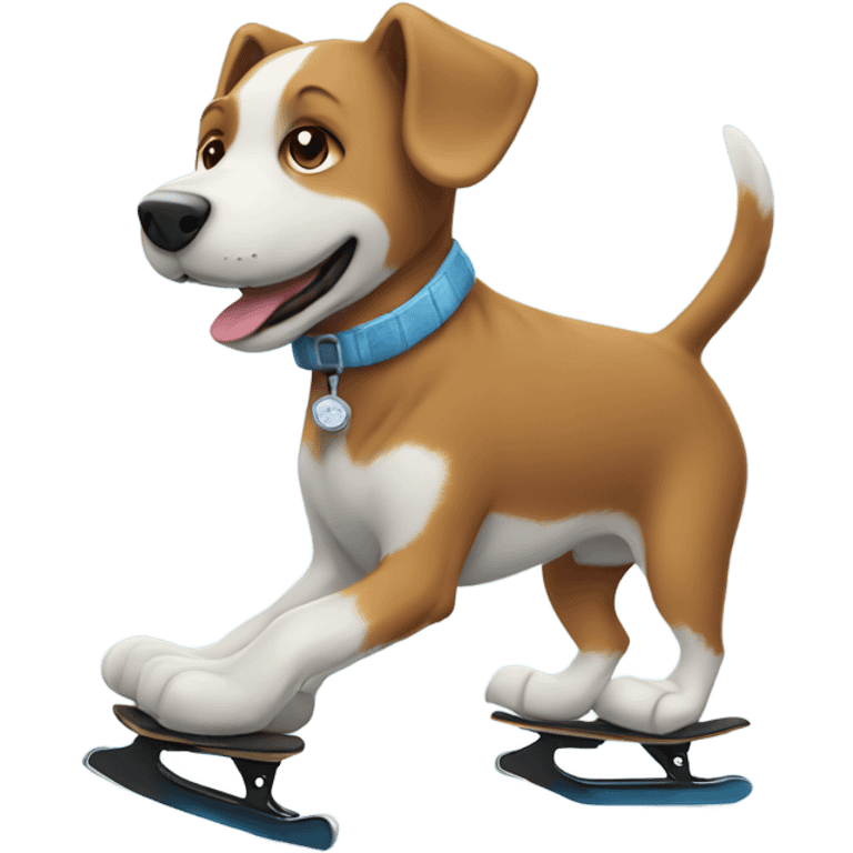 Dog ice skating emoji