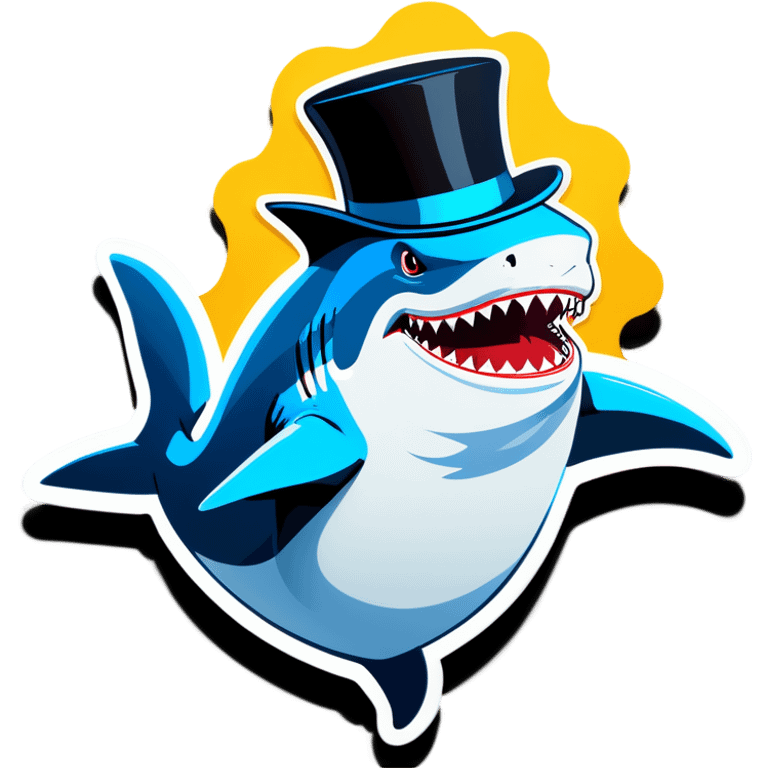 Shark with a top hat emoji