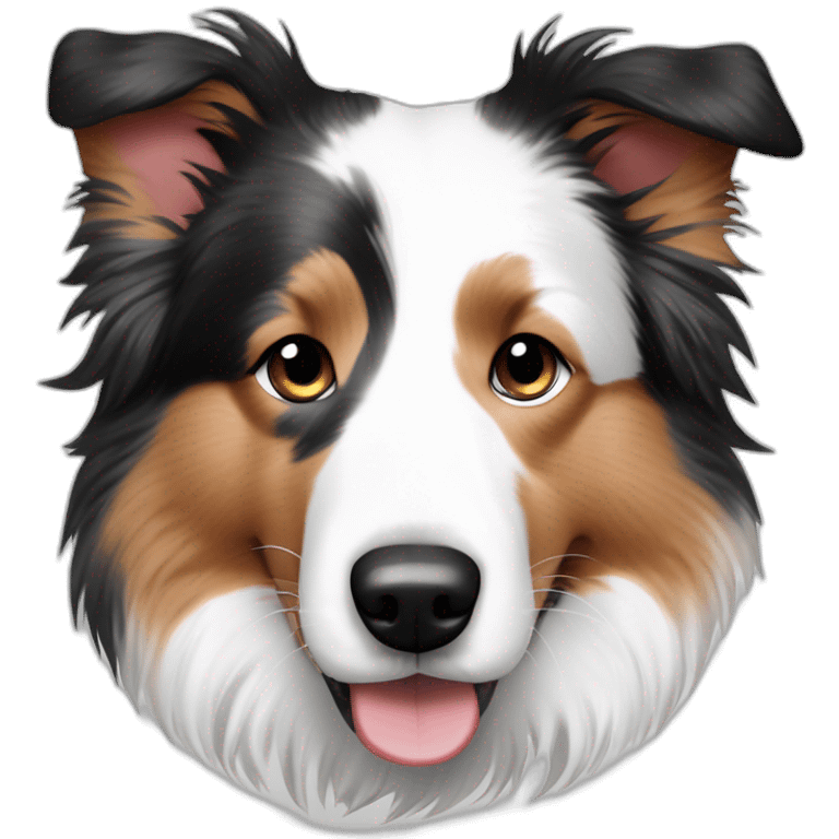 White red merle border collie speckled face in wheel chain emoji