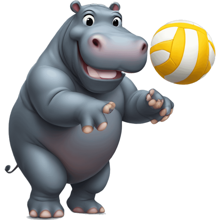 Hippo with volleyball  emoji