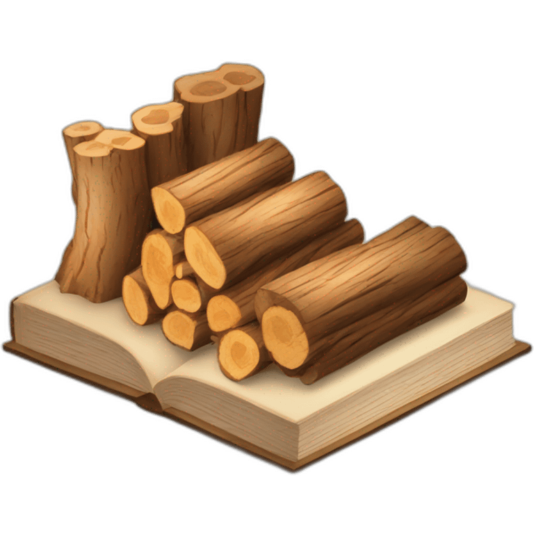 isometric BOOK with picture of wood logs emoji