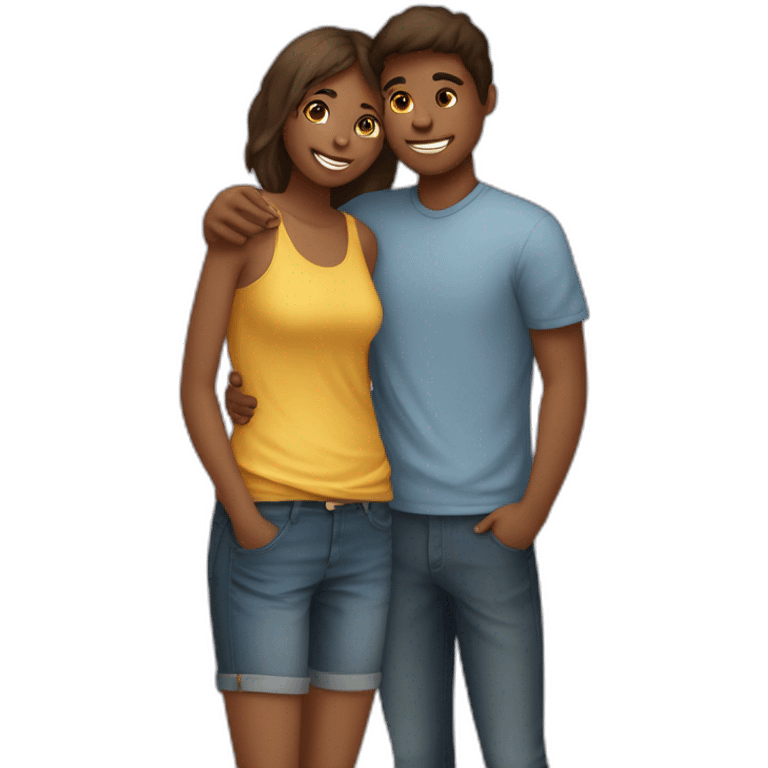 Deux adolescents amoureux qui s'embrassent emoji