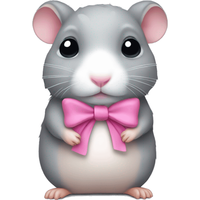 Sad grey hamster with pink bow  emoji