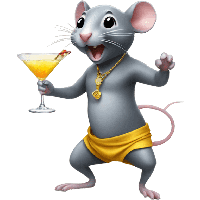 A rat dancing on the beach with a martini emoji