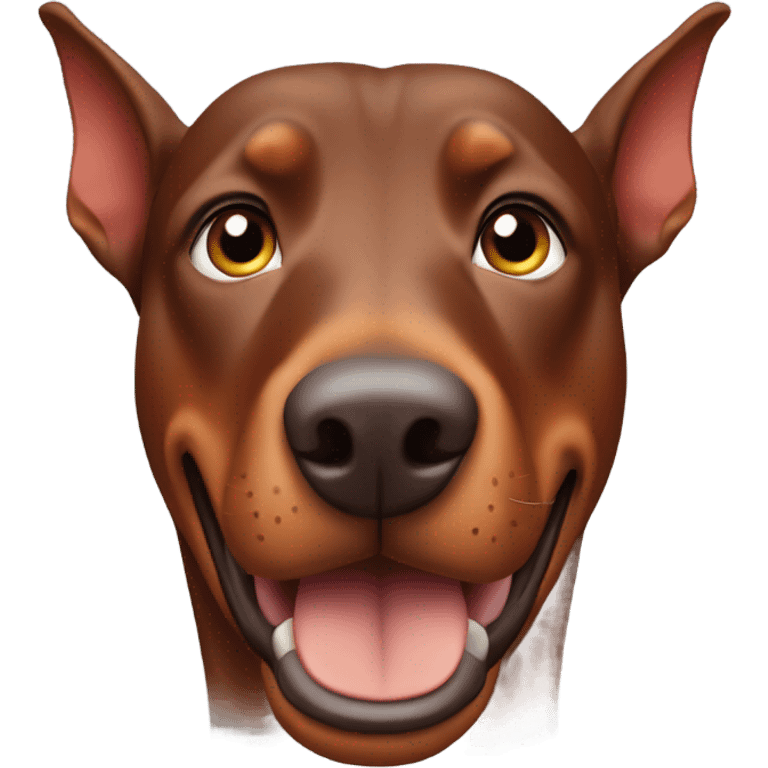 Red Doberman without cropped ears face facing front happy eyes emoji