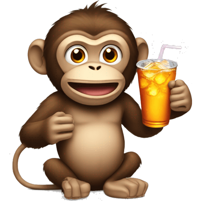 Monkey with a soda emoji