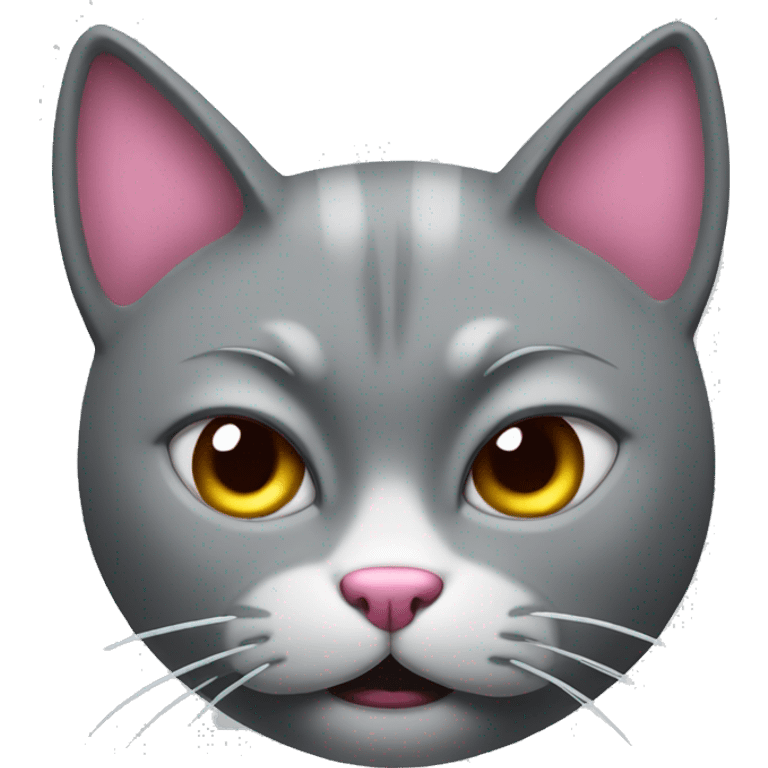 angry grey cat with pink nose emoji