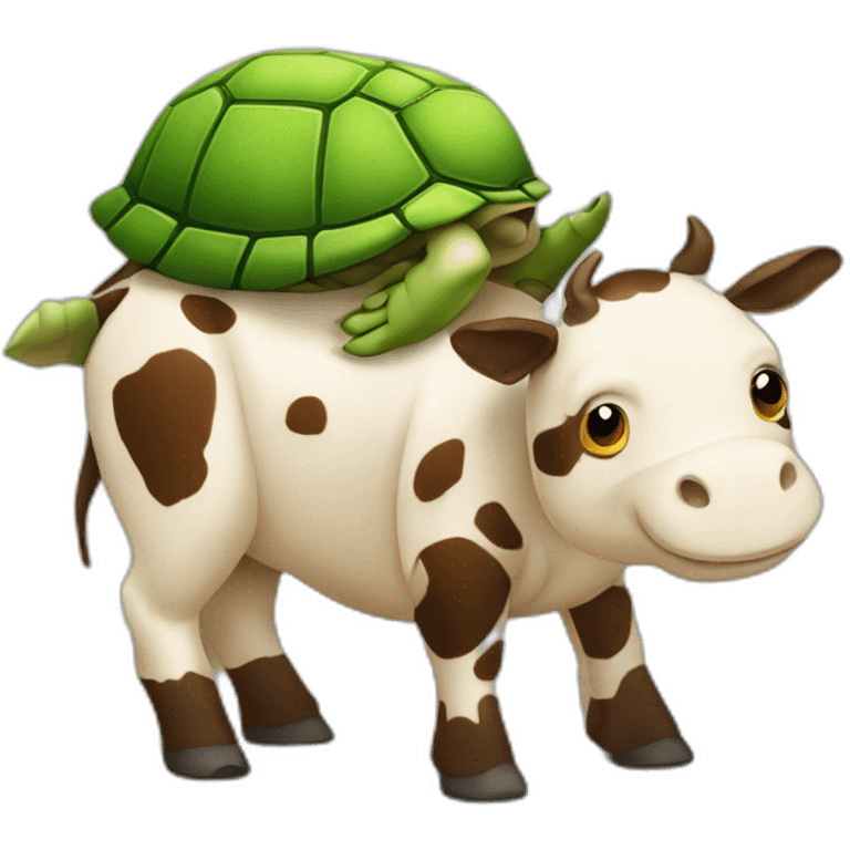 Tortue sur un vache emoji