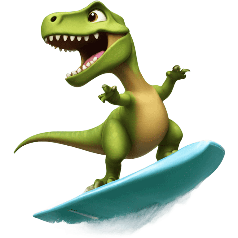 Dinosaur surfing emoji