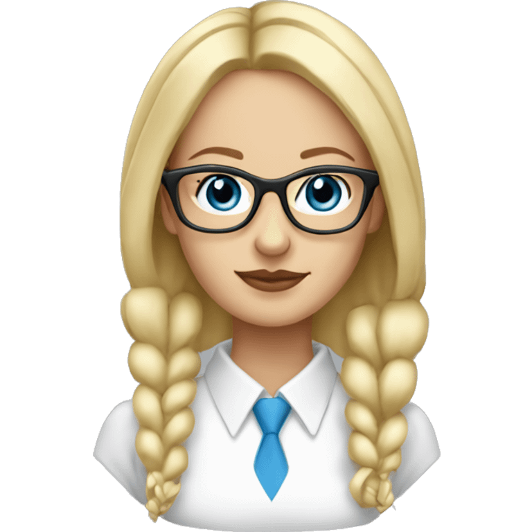 proffesional-woman-blonde-glasses-blue eyes-mesy bun emoji