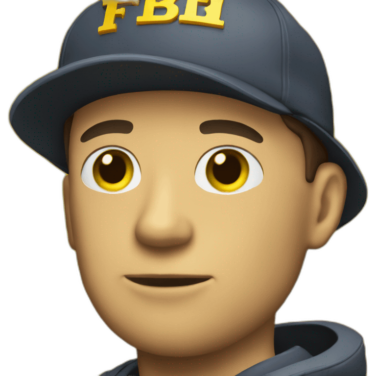 man with yellow "FBI" letters on his cap emoji