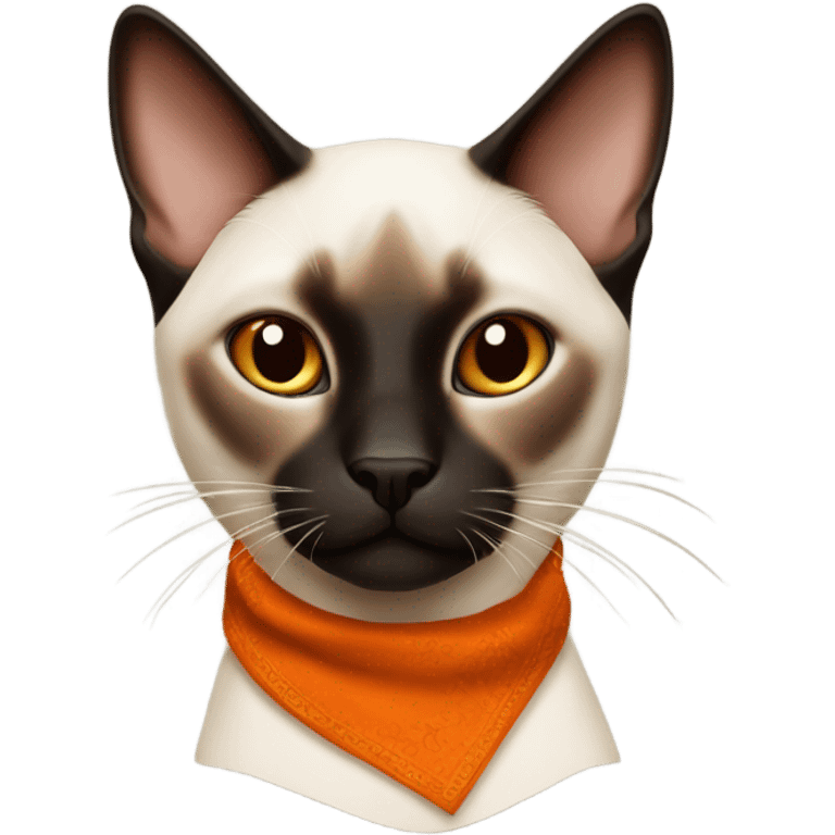 Siamese cat with burnt orange bandana emoji