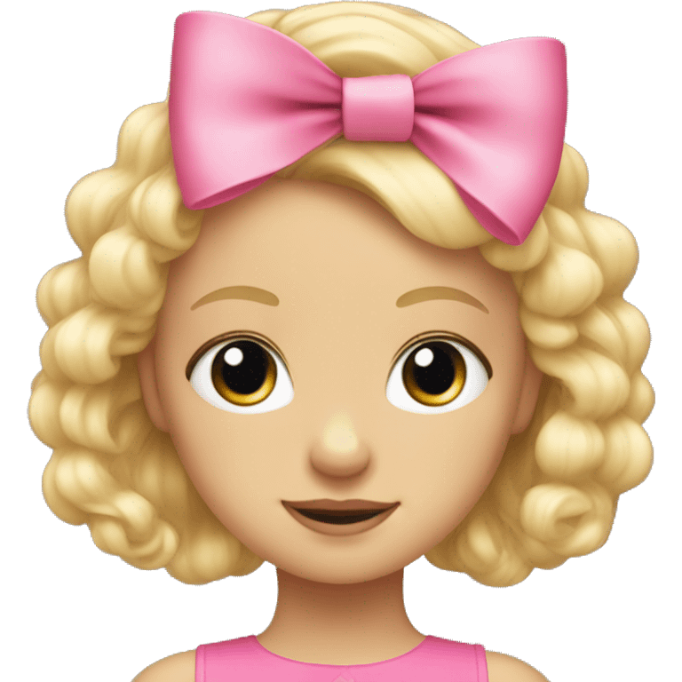 Pink bow in little blonde girls hair emoji