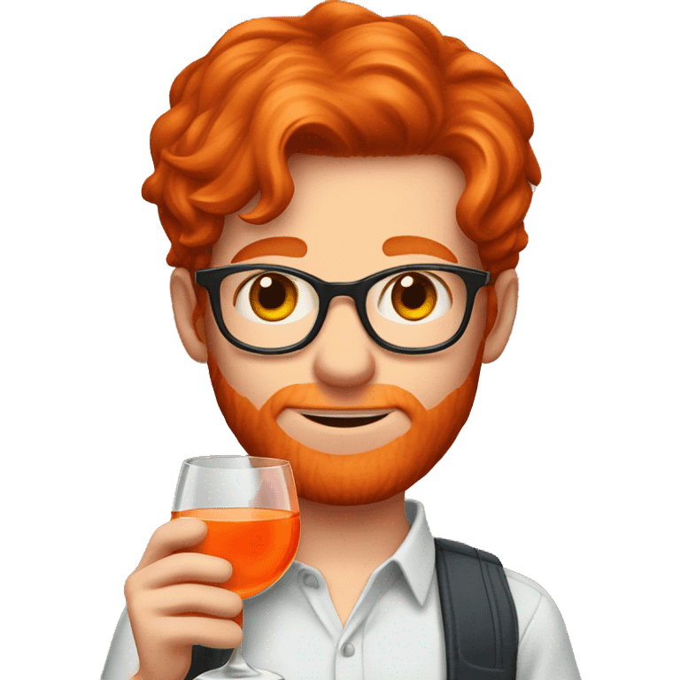 ond redhead boy drinking an aperol in a glass emoji