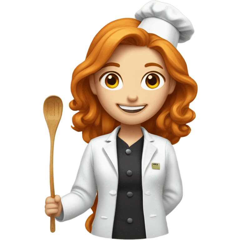 ginger long hair girl chef emoji emoji