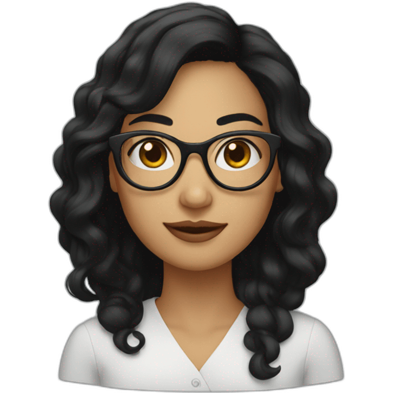 A women with rond glasses black hair emoji