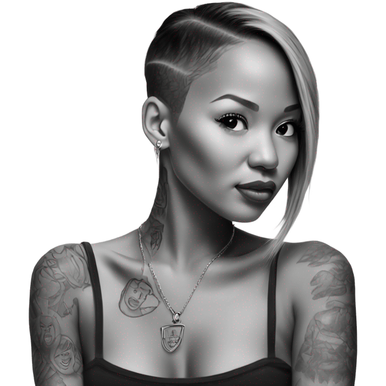 3d Hyper Realistic tattoo Karrueche Tran photo  emoji