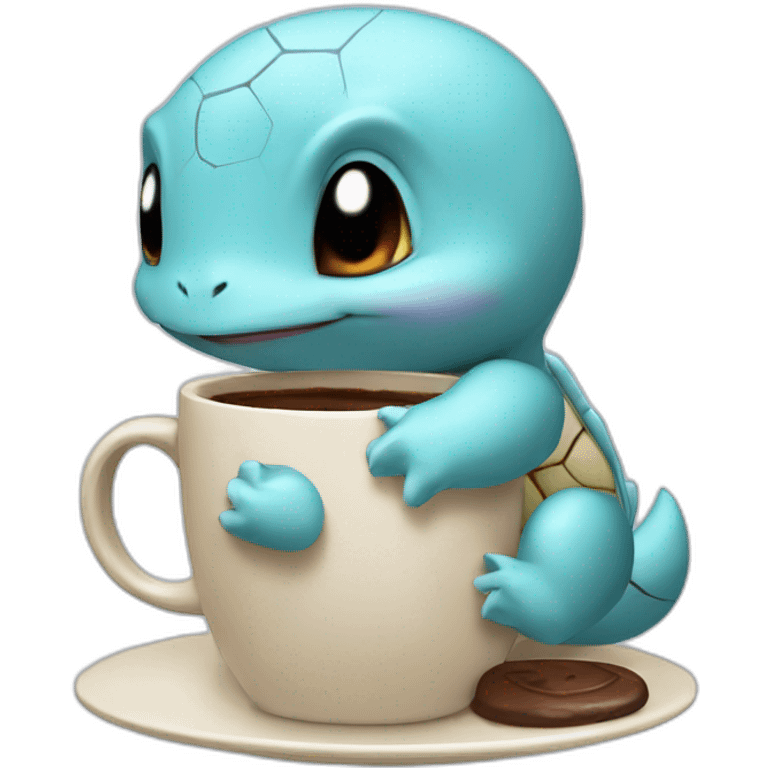 sleepy tired Squirtle drinks coffee emoji