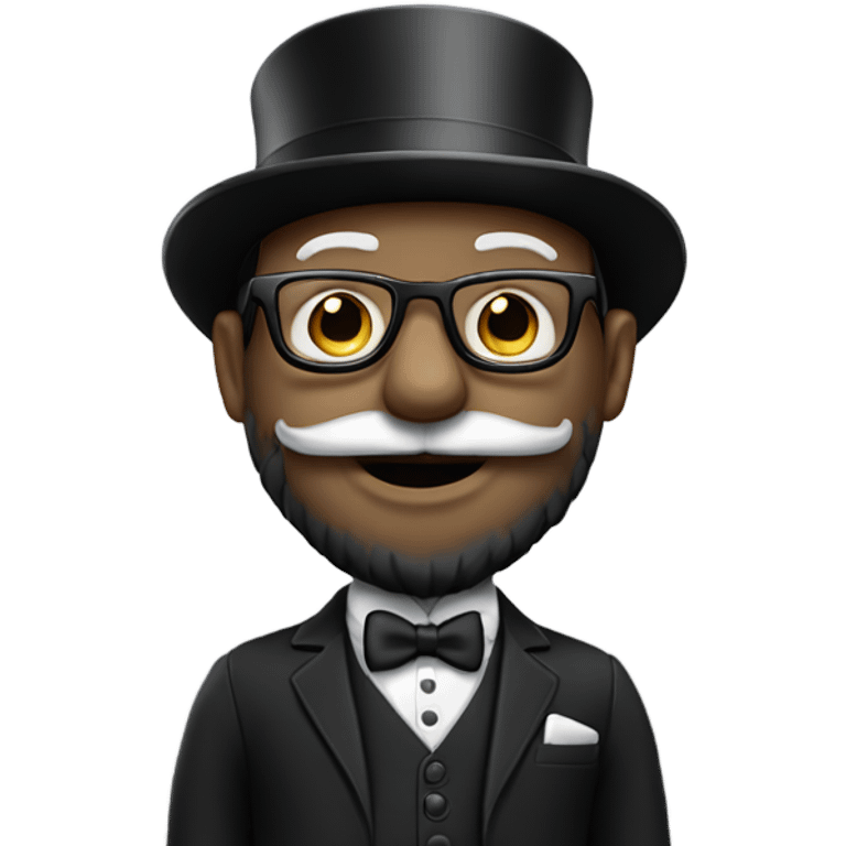 mr monopoly black ethnic with beard and glasses emoji