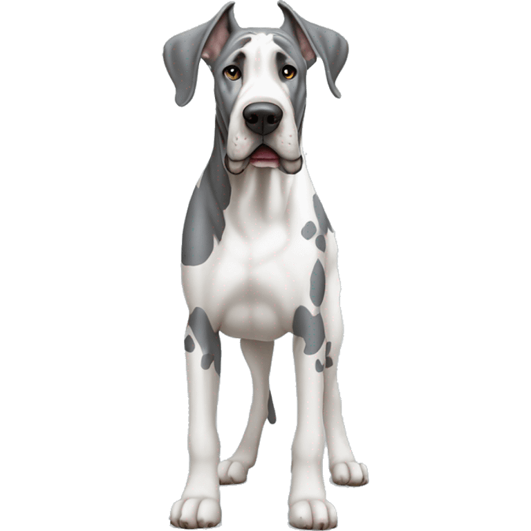 Gray and white harlequin Great Dane standing emoji