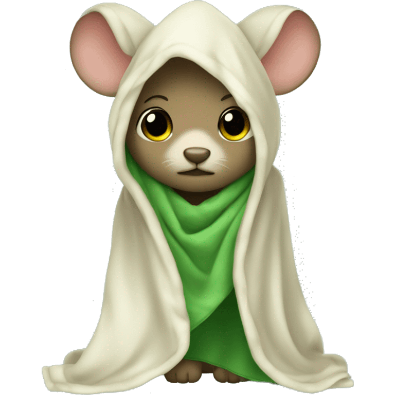 a maus withe a blanket green over her head a little a very cute maus emoji