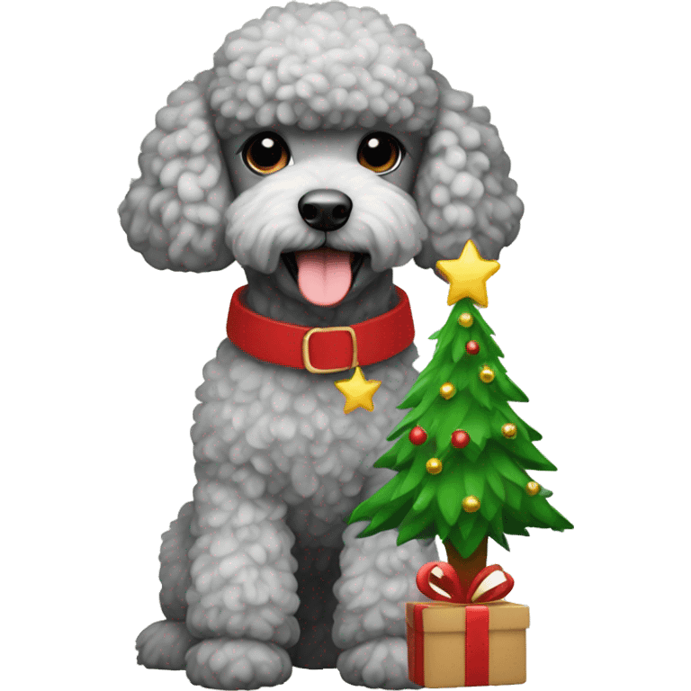 Poodle with Christmas Tree emoji