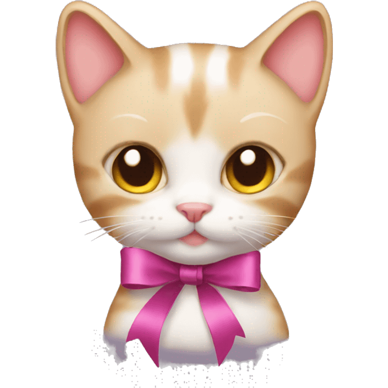 kitty wearing ribbon emoji