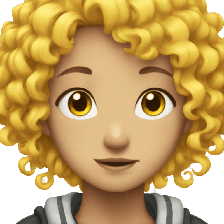 Anime girl with yellow curly hair emoji